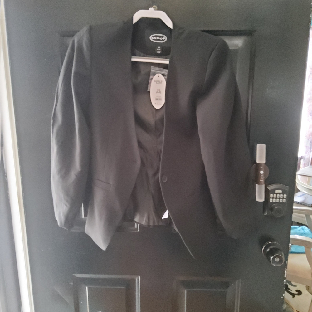 Women's Black Single-Button Blazer by Scoop Size XS 0-2
